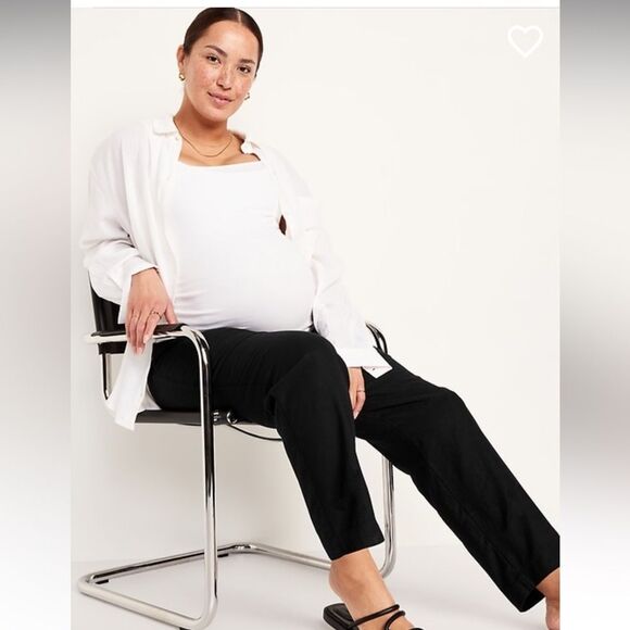 Old Navy Maternity Rollover-Waist Linen Blend Pant size Medium - Picture 2 of 8